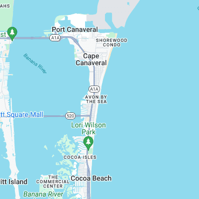 Cocoa Beach surf map